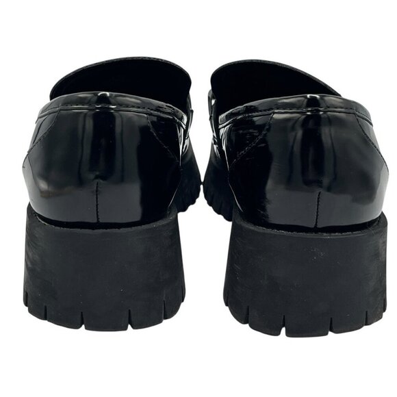 GUESS Womens 8.5 M Hillford Chunky Black Patent Leather Platform Loafer Lug Sole - Picture 8 of 16